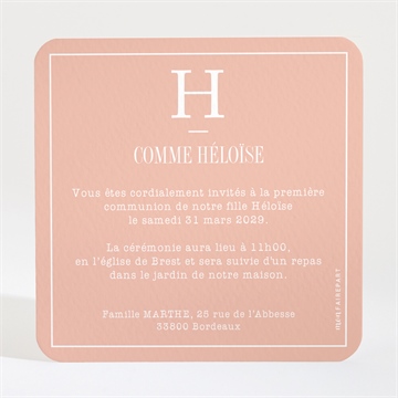 Faire-part communion ma lumière - Dos du faire-part