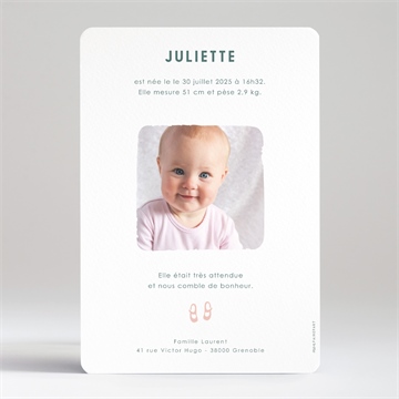 Faire-part naissance jolie tenue fille - Dos du faire-part