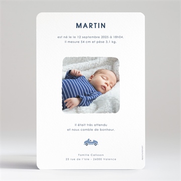 Faire-part naissance tenue vintage garçon - Dos du faire-part