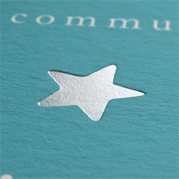 Faire-part communion tampon étoilé - Détail du faire-part