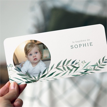 Faire-part de baptême jolie annonce champêtre