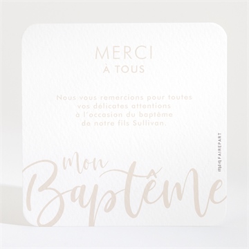 Remerciement baptême lettre de cuivre