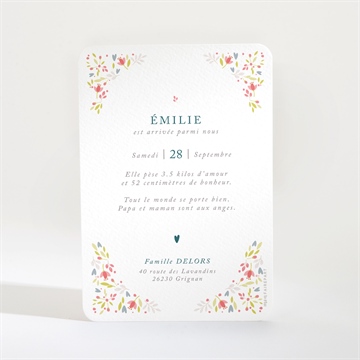 Faire-part naissance petit coeur - Dos du faire-part