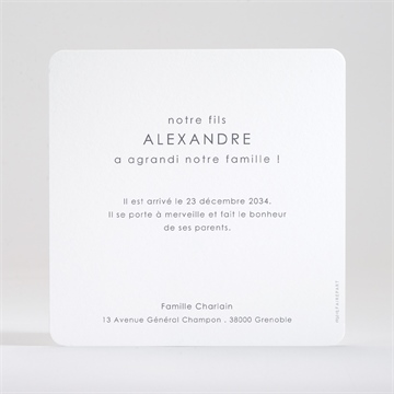 Faire-part naissance notre coeur - Dos du faire-part