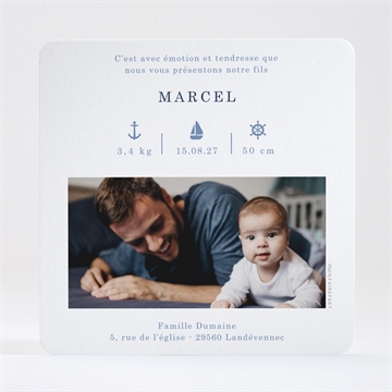 Faire-part naissance notre petit marin - Dos de la carte