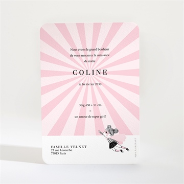 Faire-part naissance super girl - Dos du faire-part