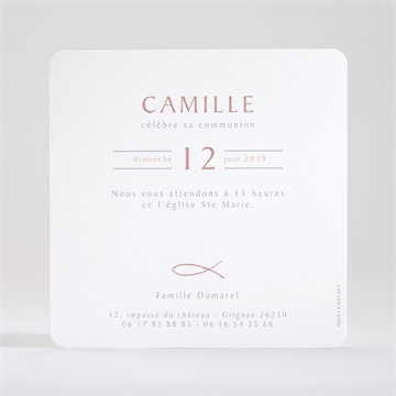 Faire-part communion jolies grâces - Dos du faire-part