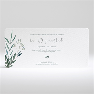Faire-part communion touche champêtre - Dos du faire-part