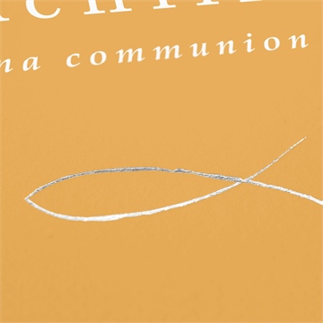 Faire-part communion jaune et or - Marquage à chaud CUIVRE