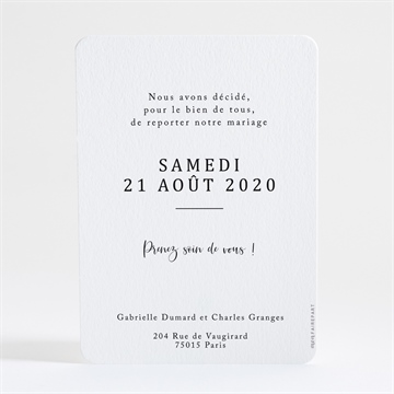 Faire-part mariage change the date - Dos du faire-part