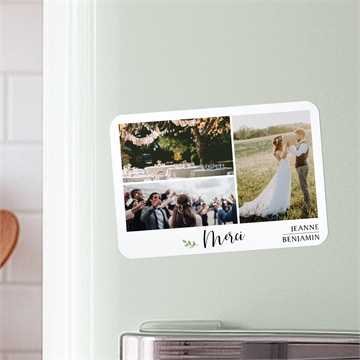 Remerciement mariage nature chic magnet