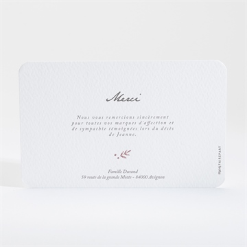 Remerciement décès son sourire - Dos du carton