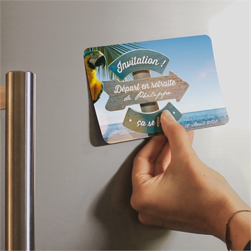 Carte invitation départ à la retraite vacances méritées ! magnet - Mise en situation