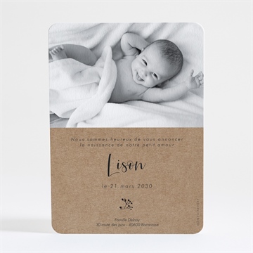 Faire-part naissance tendre secret - Dos du faire-part