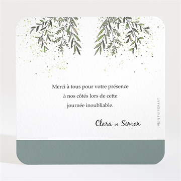 Remerciement mariage champêtre virevoltant - Dos du carton