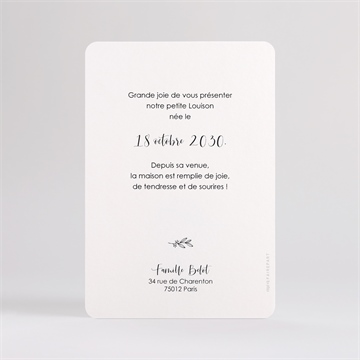 Faire-part naissance portrait mignon - Dos du faire-part