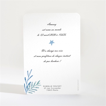 Faire-part naissance tourbillon - Dos du faire-part