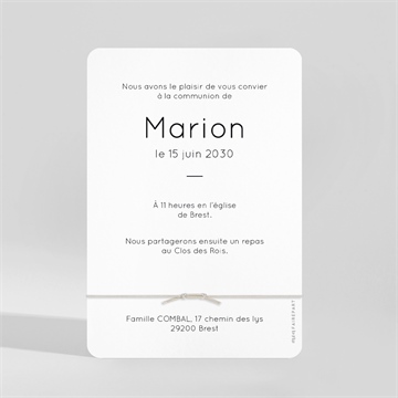 Faire-part communion cadeau de communion - Dos du faire-part
