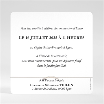 Faire-part communion happy - Dos du faire-part