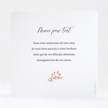 Remerciement mariage incandescent - Dos de la carte