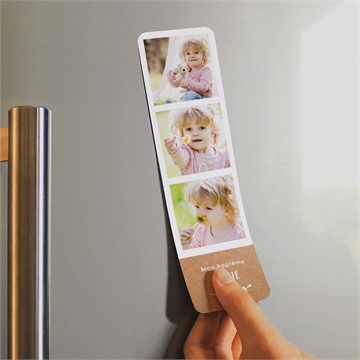 Signet baptême pele mele photo magnet - Mise en situation