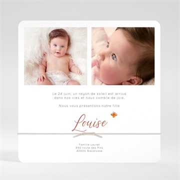 Faire-part naissance joli renard - Dos du faire-part