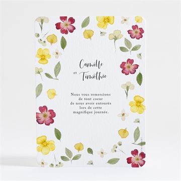 Remerciement mariage aquarelle de fleurs séchées - Dos de la carte