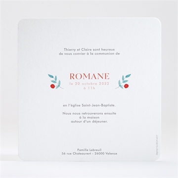 Faire-part communion rêverie - Dos du faire-part