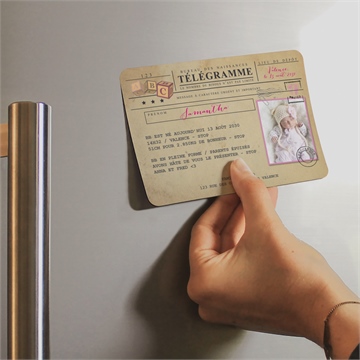 Faire-part naissance son télégramme magnet - Mise en situation