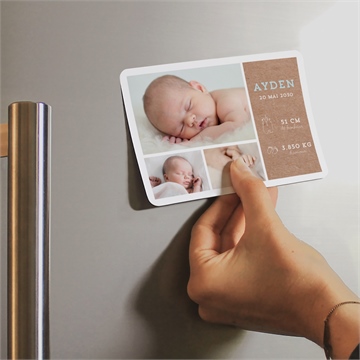 Faire-part naissance cocotte en folie ! magnet - Mise en situation