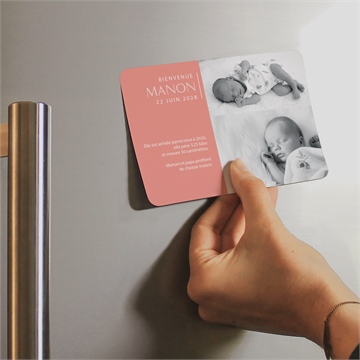 Faire-part naissance sobre et chic magnet - Mise en situation