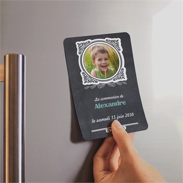 Faire-part communion sacrement élégant magnet - Mise en situation