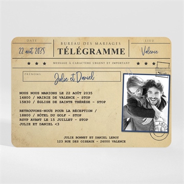 Faire-part mariage notre télégramme - Mise en situation