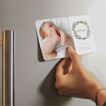 Faire-part naissance tendre flore magnet - Mise en situation
