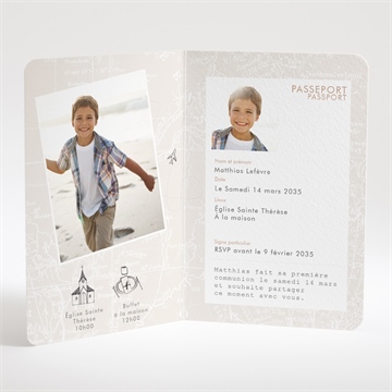 Faire-part communion mon passeport communion - Intérieur du faire-part
