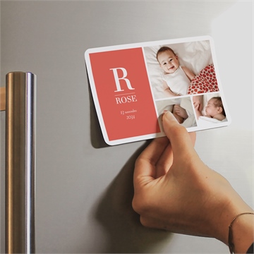 Faire-part naissance mon bébé grenadine magnet - Mise en situation