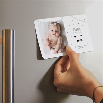 Faire-part naissance mon joli panda magnet - Mise en situation