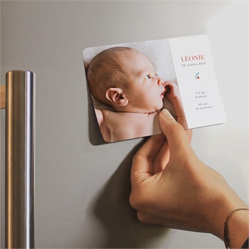 Faire-part naissance gentil coquelicot magnet - Mise en situation