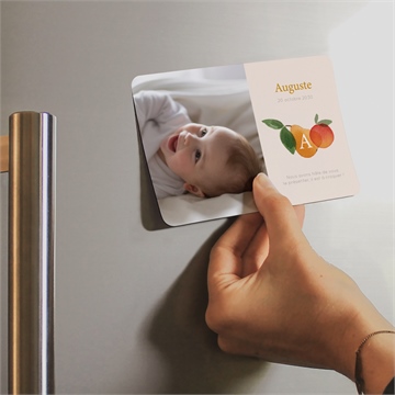 Faire-part naissance cocktail fruité magnet - Mise en situation