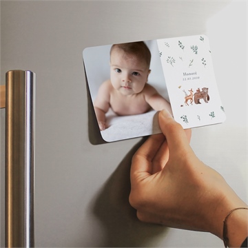 Faire-part naissance la joyeuse bande magnet - Mise en situation