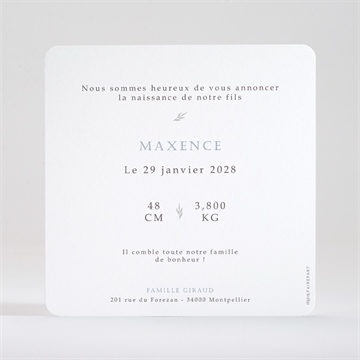 Faire-part naissance le voici ! dorure - Dos du faire-part