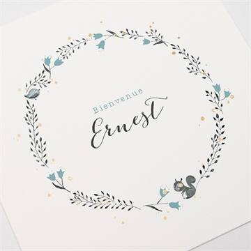 Faire-part naissance dans sa couronne dorure - Marquage à chaud OR