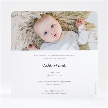 Faire-part naissance poésie dorure - Dos du faire-part