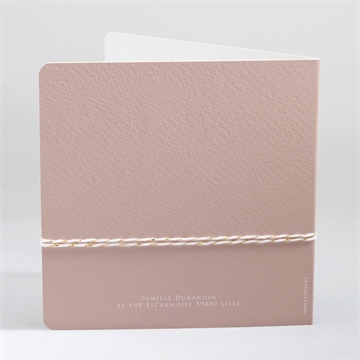 Faire-part naissance belle initiale plié - Dos du faire-part