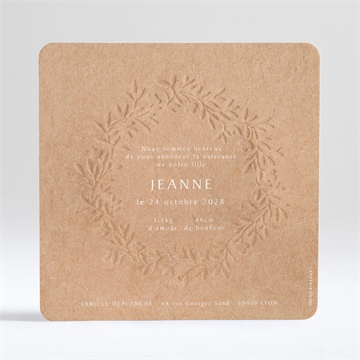 Faire-part naissance faire-part enveloppe gaufrage - Dos du faire-part