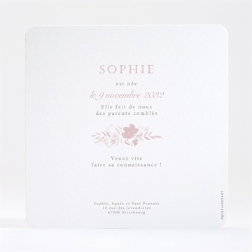 Faire-part naissance joli vintage dorure - Dos du faire-part