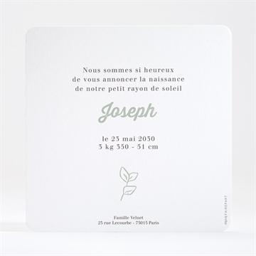 Faire-part naissance multi photos dorure - Dos du faire-part