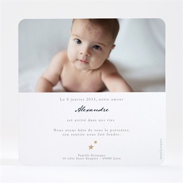 Faire-part naissance étoile carte dorure - Dos du faire-part