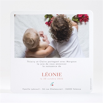 Faire-part naissance gentil coquelicot dorure - Dos du faire-part