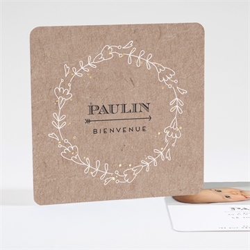 Faire-part naissance kraft & co carré